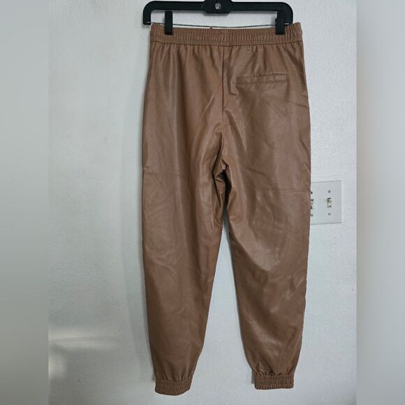 NWT Zara Drawstring Faux Leather Joggers In Tan Size Xs - Picture 12 of 12